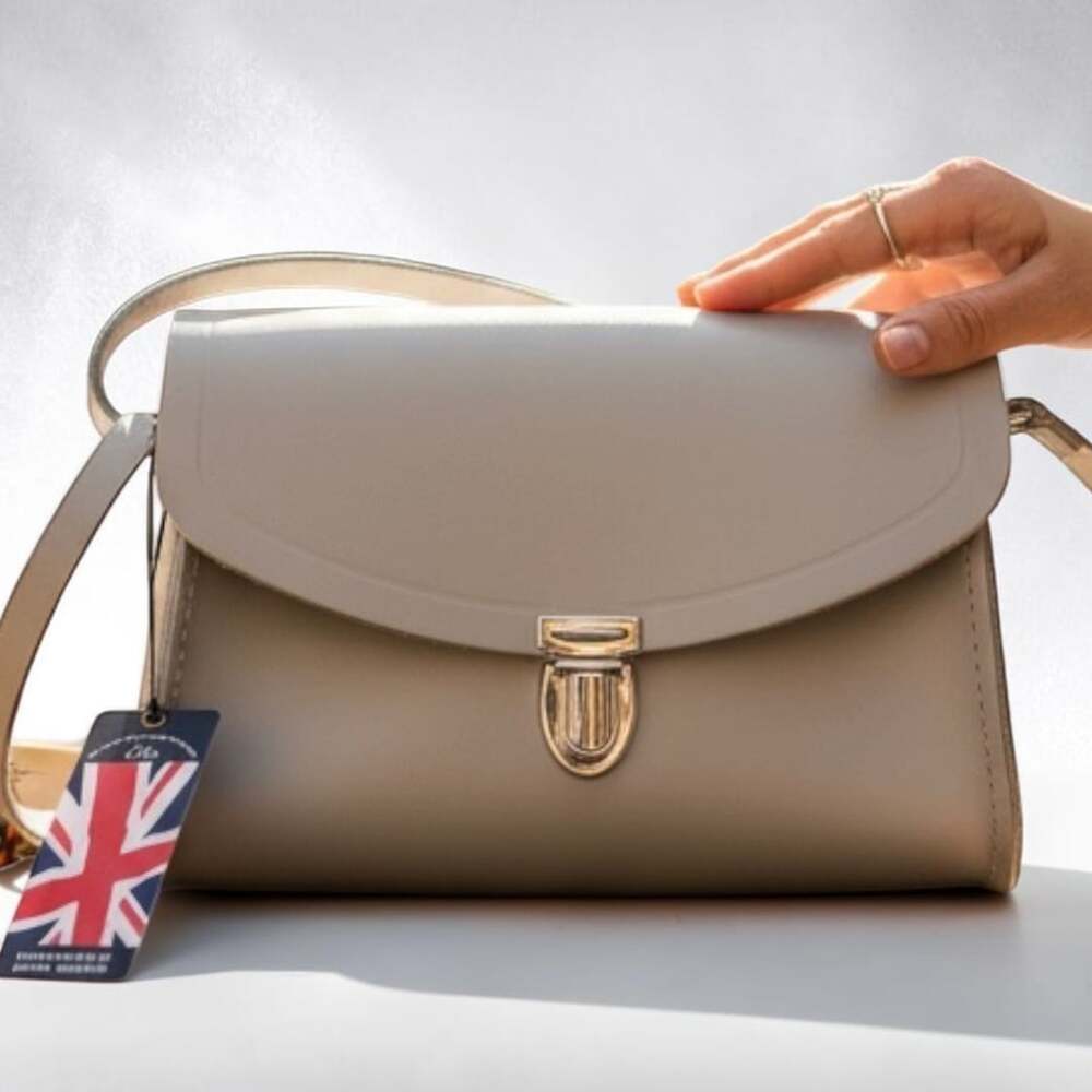 The Cambridge Satchel Company Push Lock Crossbody Bag Grey Leather